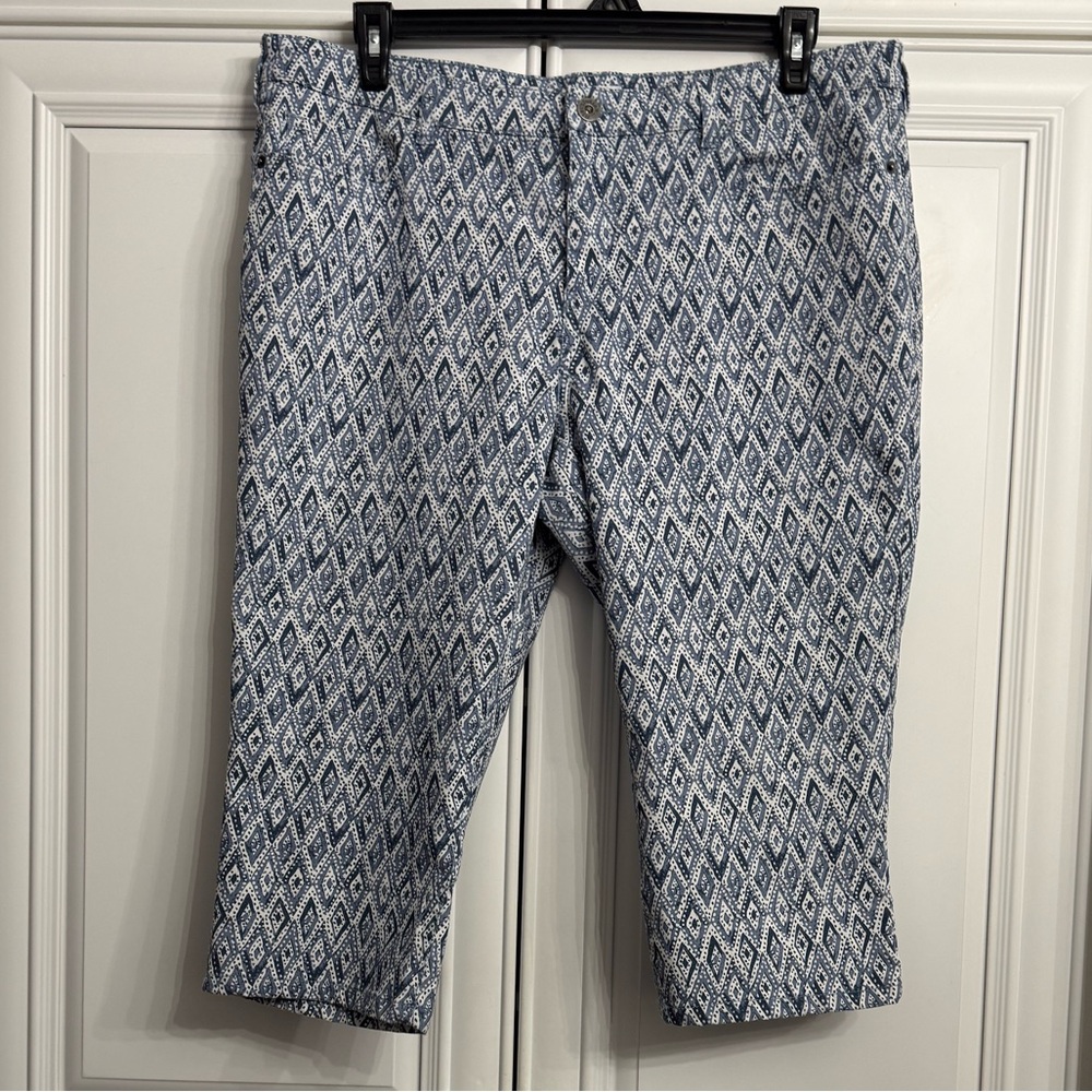 Ricki’s Size 34 Blue and White Jegging Capri Pants
